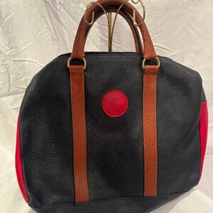 Redwall -- Pebbled Leather Bag -- Red, Blue, and Brown -- Lightly Used